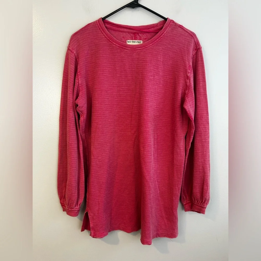 We the Free People Soul Sing Oversized Pink Long Sleeve Tee/Top Size XS